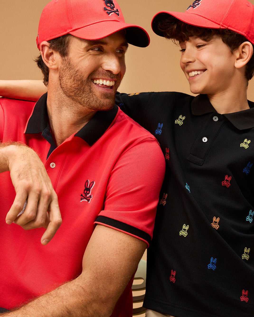 Polos Psycho Bunny Bonham All Over Bunny Pique Polo Noir Enfant | BQC-69697218